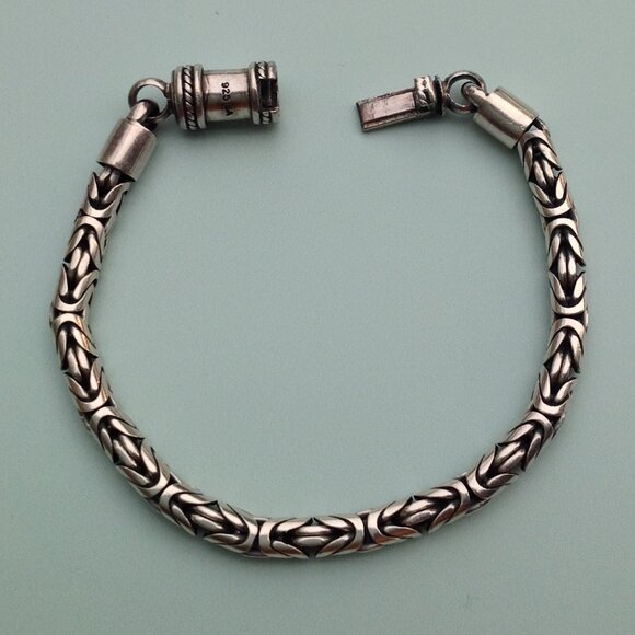 Sterling Silver 925 Byzantine Bracelet  w Barrel Clasp 7.5" - Picture 3 of 15